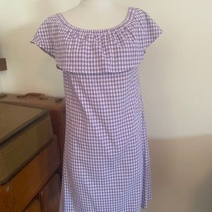 Melly M New Purple & White Gingham Off Shoulder Mini Dress Retro Golf Dress